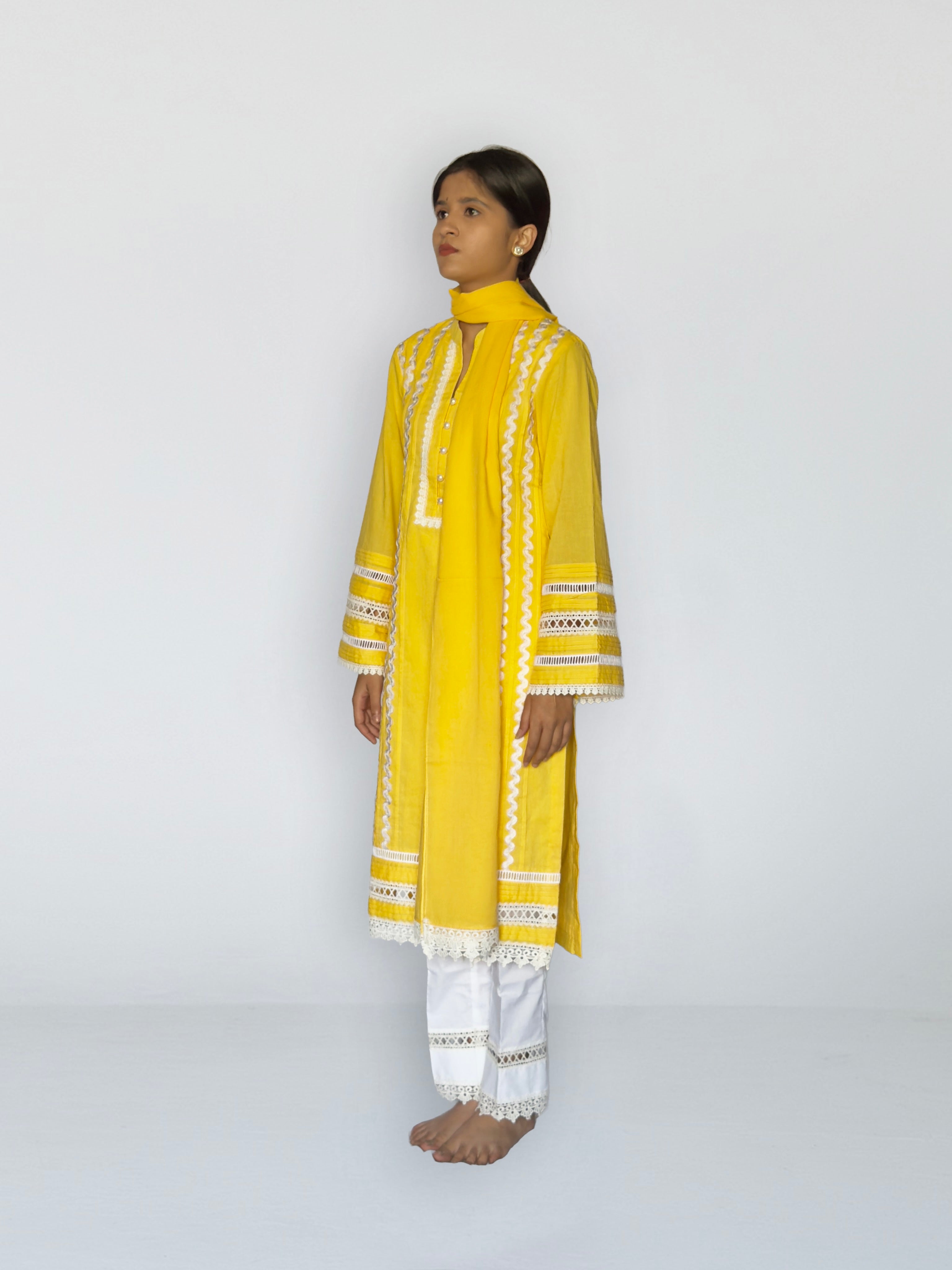 Sunshine Yellow Cottan Straight Kurta Set