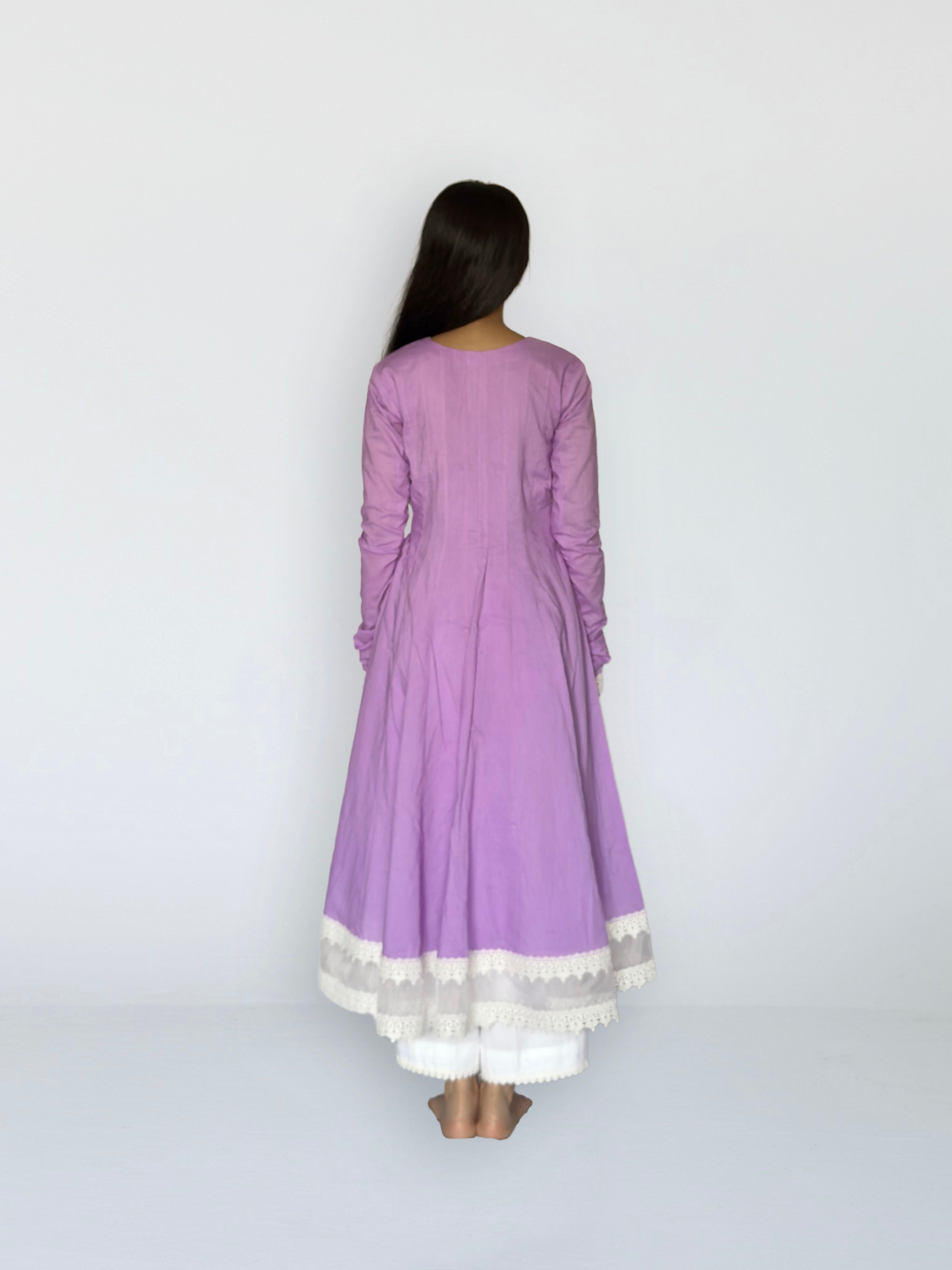 Lilac Cottan Angrakha Anarkali Kurta Set
