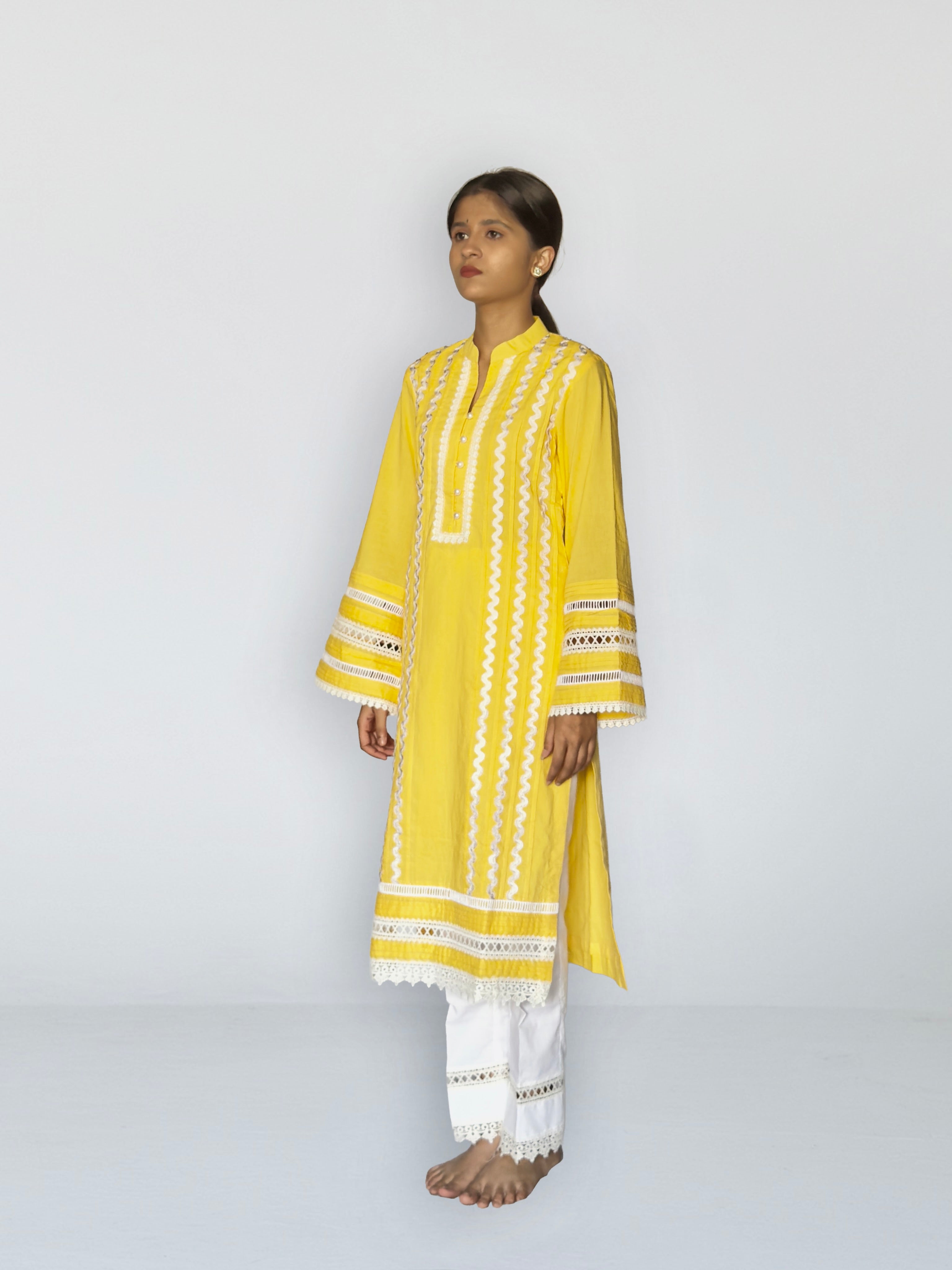 Sunshine Yellow Cottan Straight Kurta Set