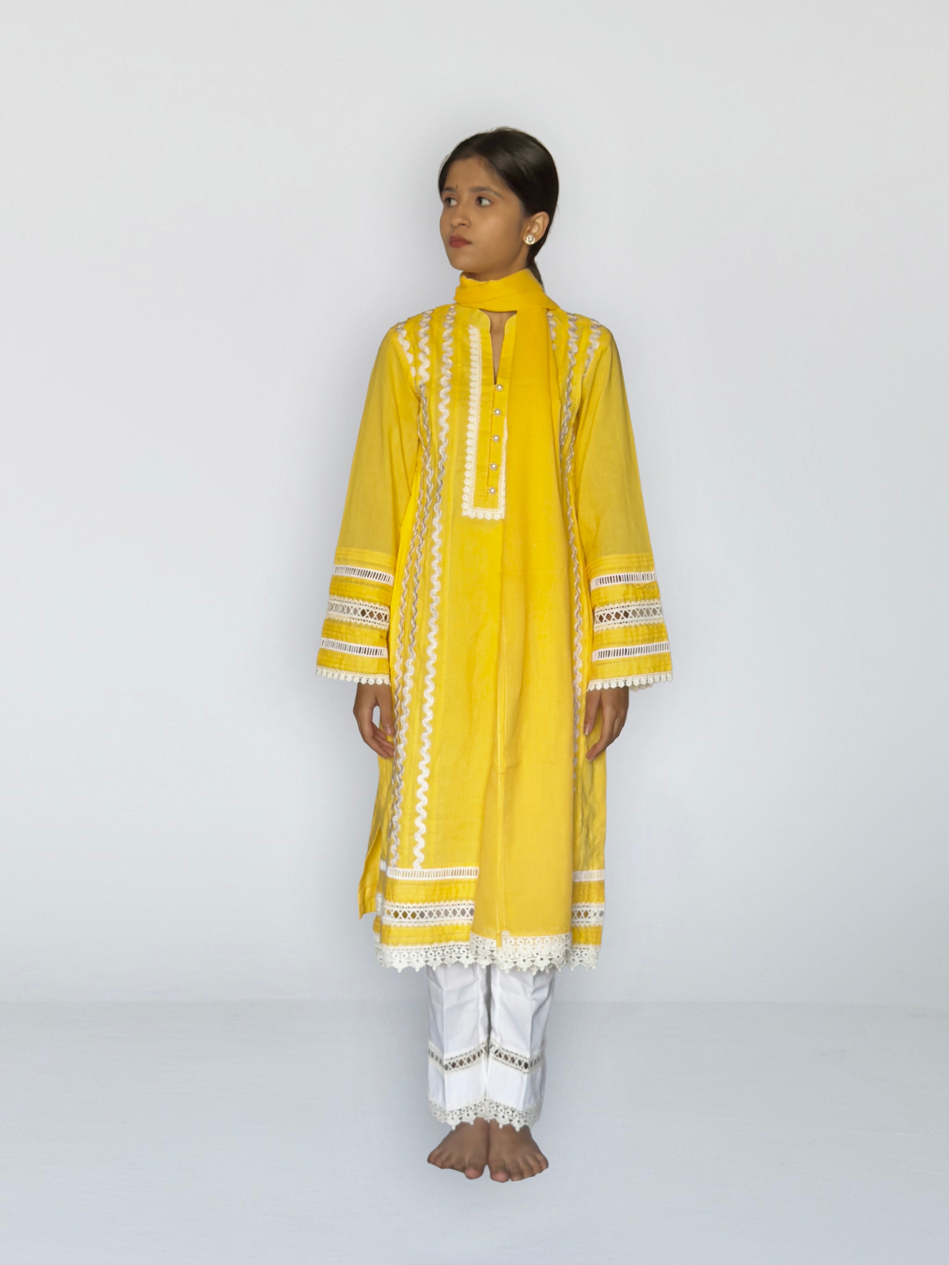Sunshine Yellow Cottan Straight Kurta Set