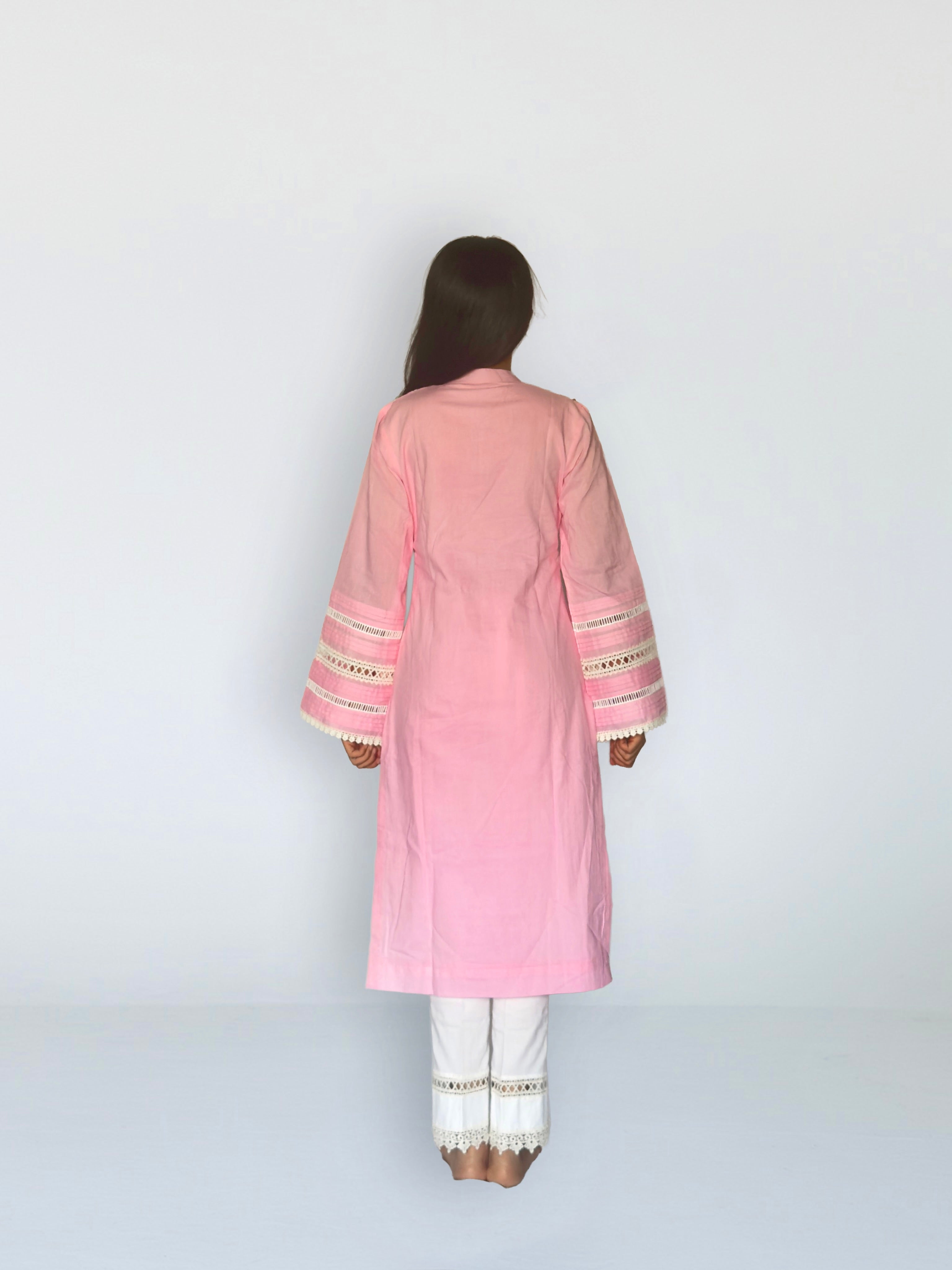Pink Cottan Straight Kurta Set