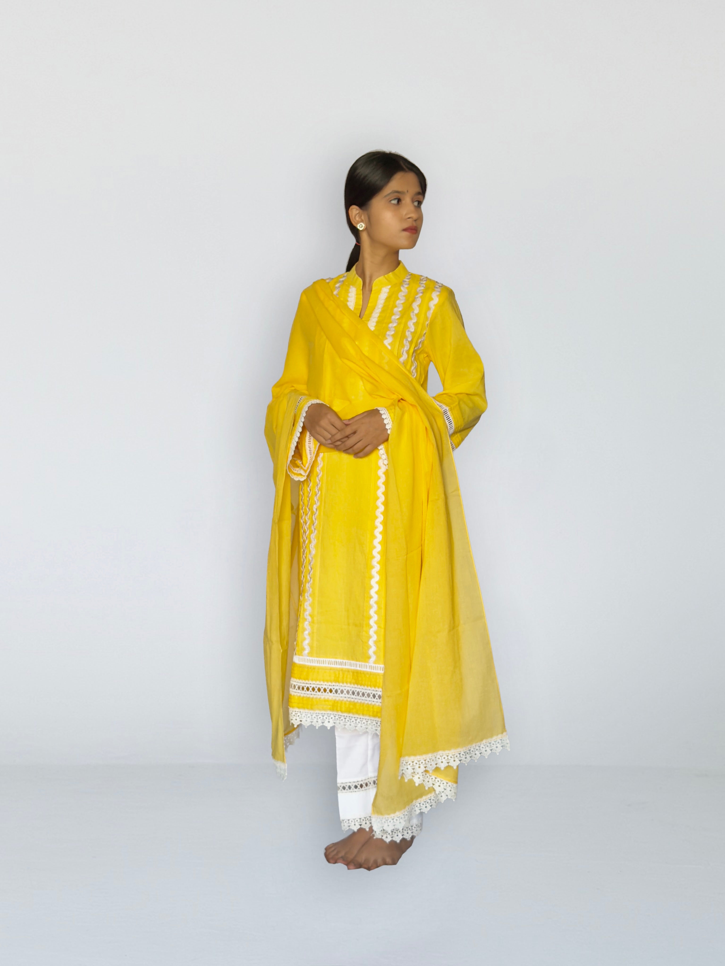 Sunshine Yellow Cottan Straight Kurta Set